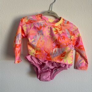 Wonder Nation Baby Girl Swimsuit with Swim Diaper and Rashguard